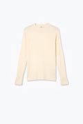 Suéter de Lã Merino de Canelado Fino em creme com gola alta