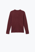 Suéter de Lã Merino com Gola Alta em Burgundy com Canelado Fino