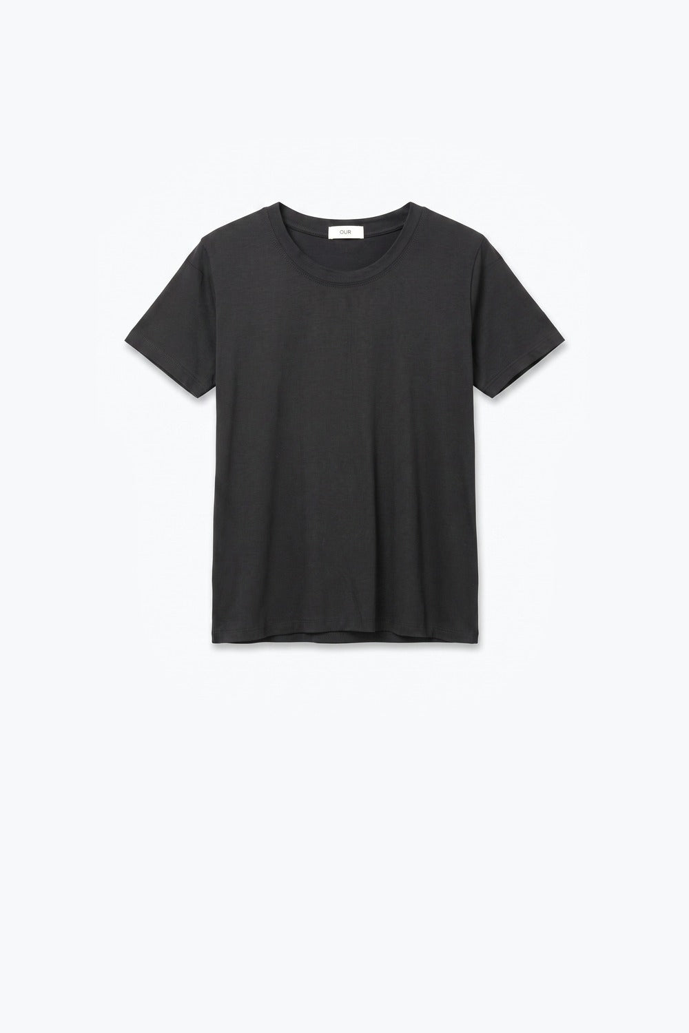 Camiseta básica preta de viscose elástica com mangas curtas