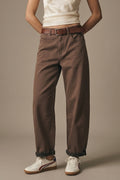 Calças Relaxed Fit Straight Barrel Leg na cor fango