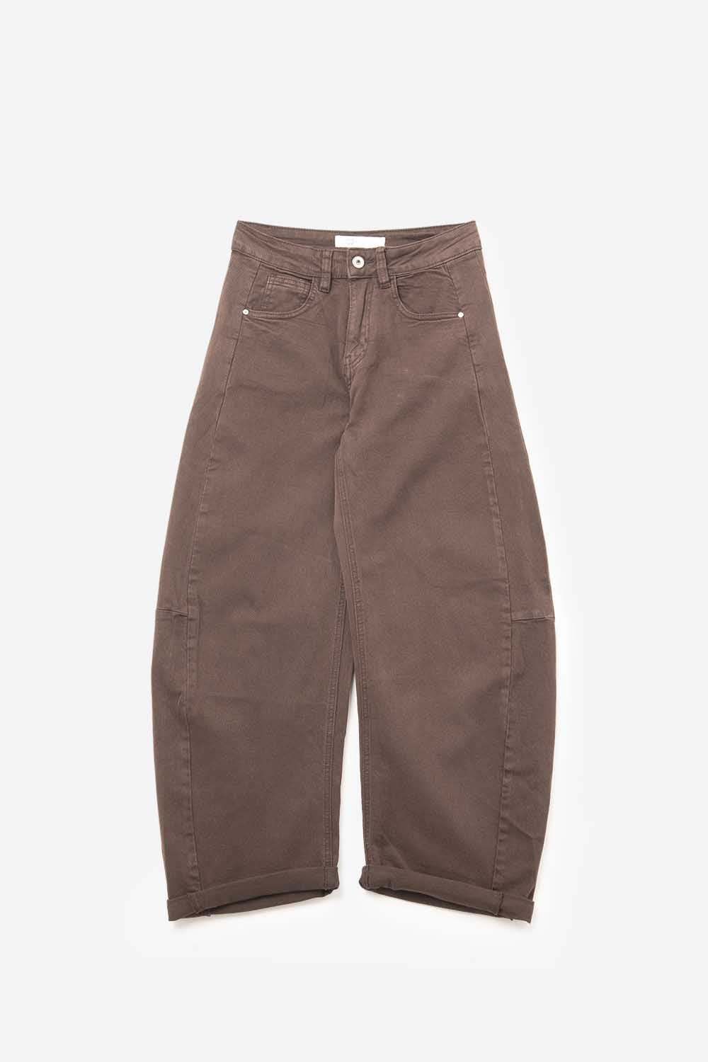 Calças Relaxed Fit Straight Barrel Leg na cor fango