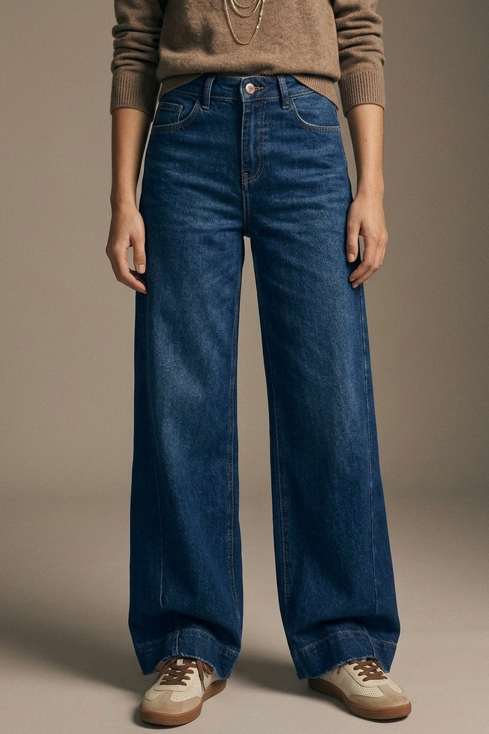 Jeans Azul Lavagem Escura com perna extra larga