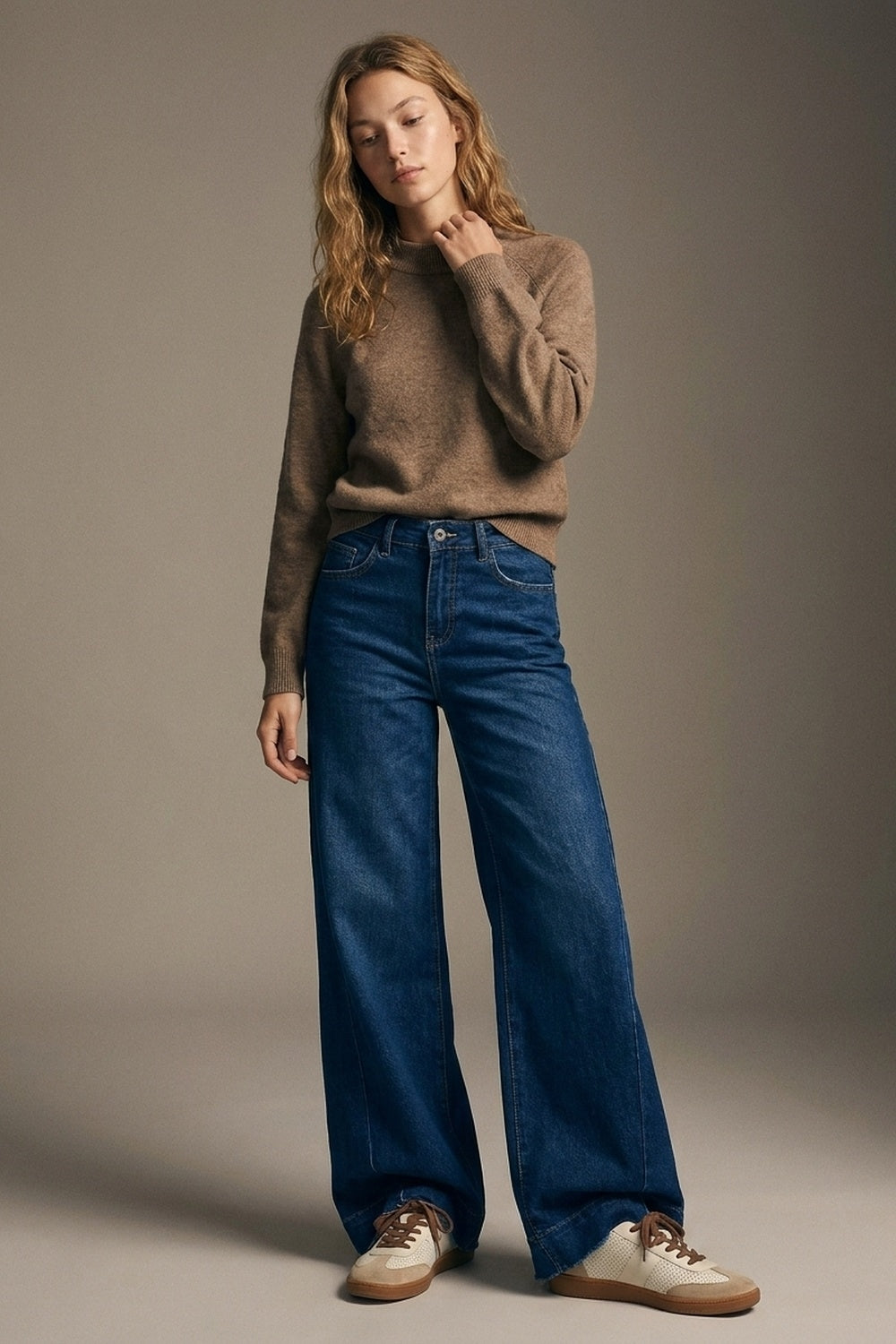 Jeans Azul Lavagem Escura com perna extra larga