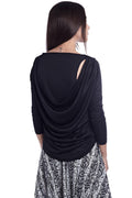 Camisola preta com detalhe de chiffon nas costas