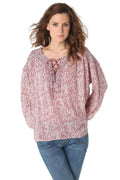 Blusa estampada cordões