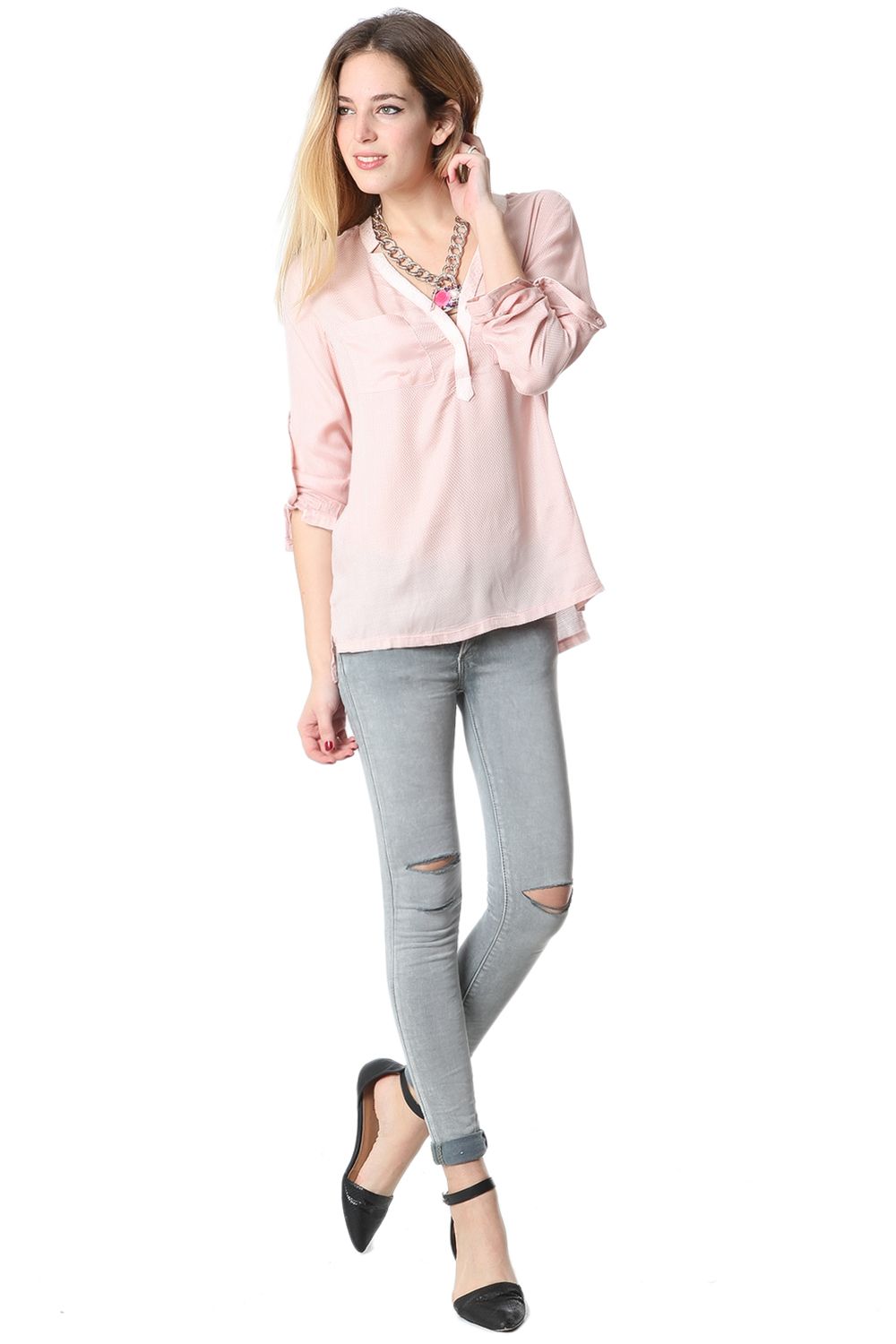 Blusa fluida rosa