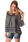Blusa Paisley e cinza detalhe da grade