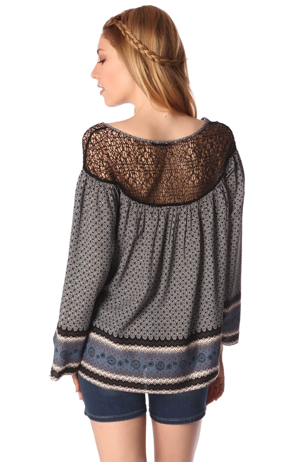 Blusa Paisley e cinza detalhe da grade