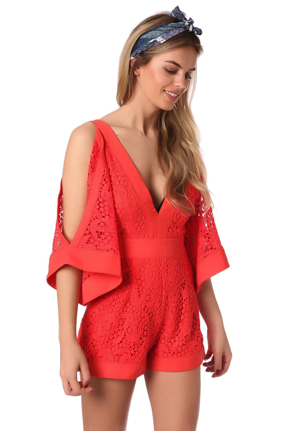 Mono laço curto do laço com ombros nus de laranja