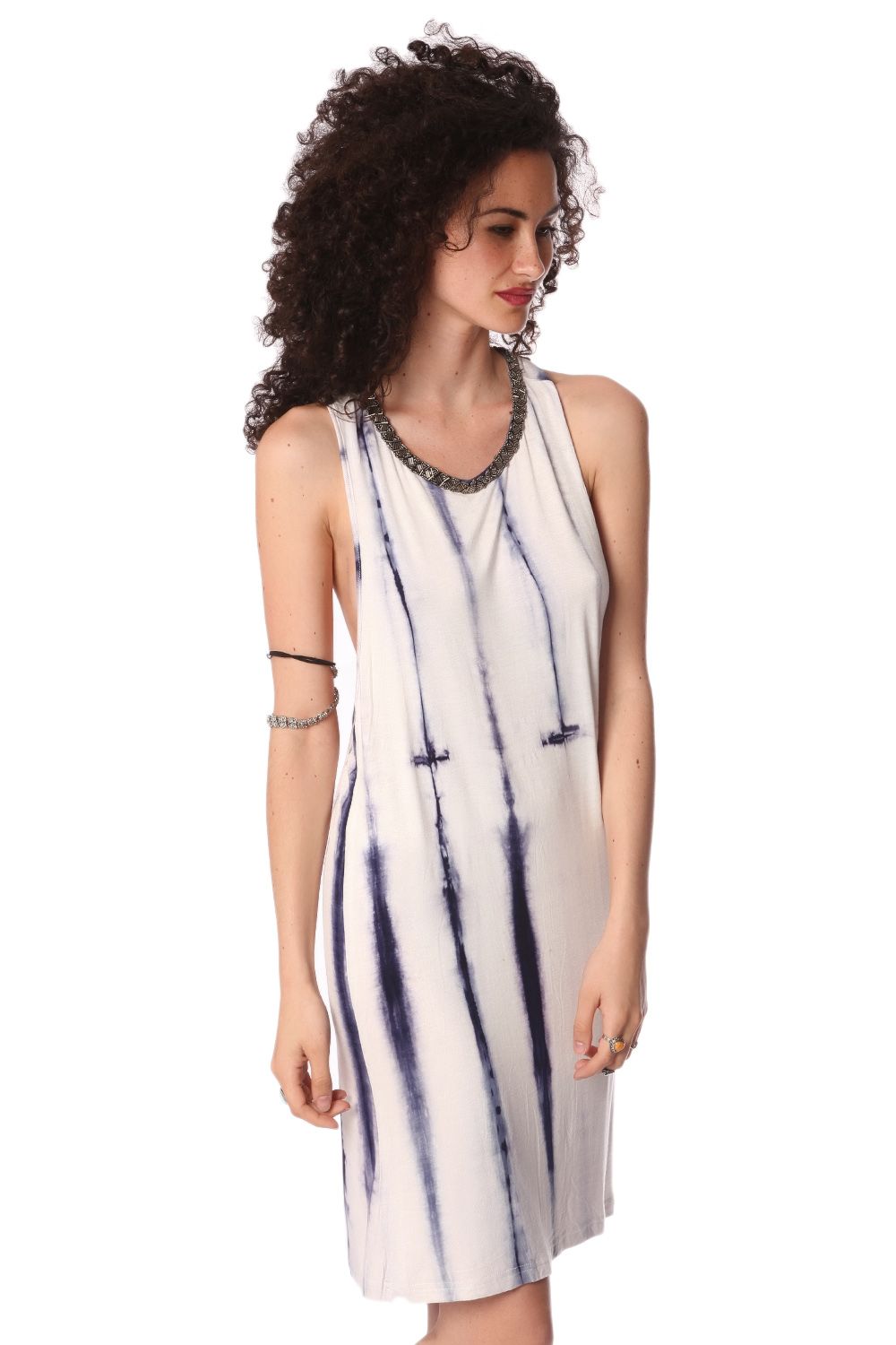 Vestido camisole efeito matizado azul