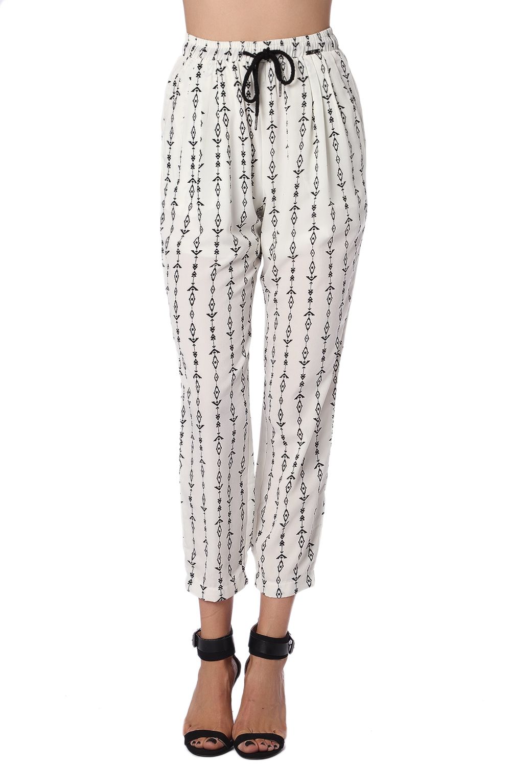 Calça creme com Aztec contraste de impressão