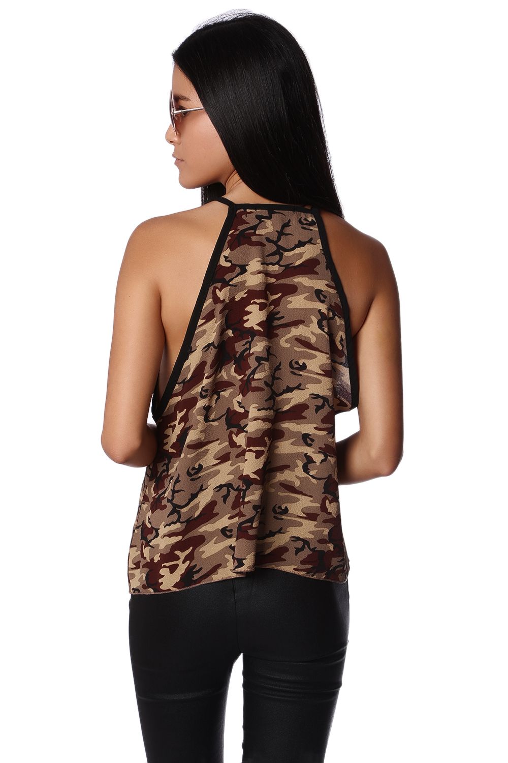 Cubra com barra assimétrica e padrão de camuflagem khaki