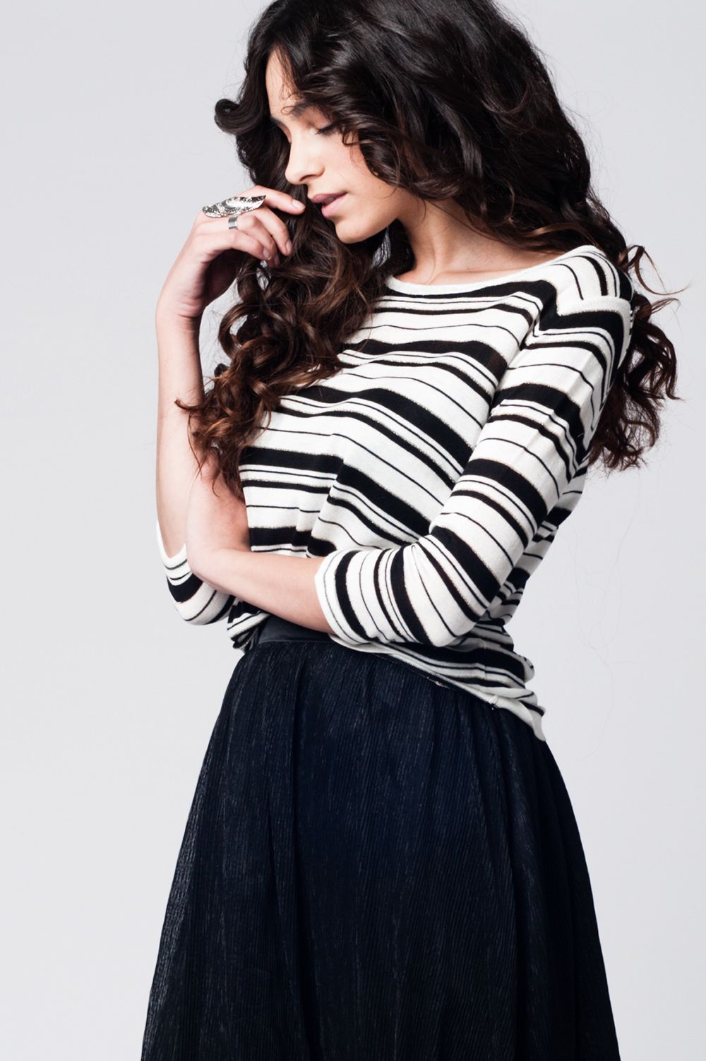 Camisola de malha listrado preto