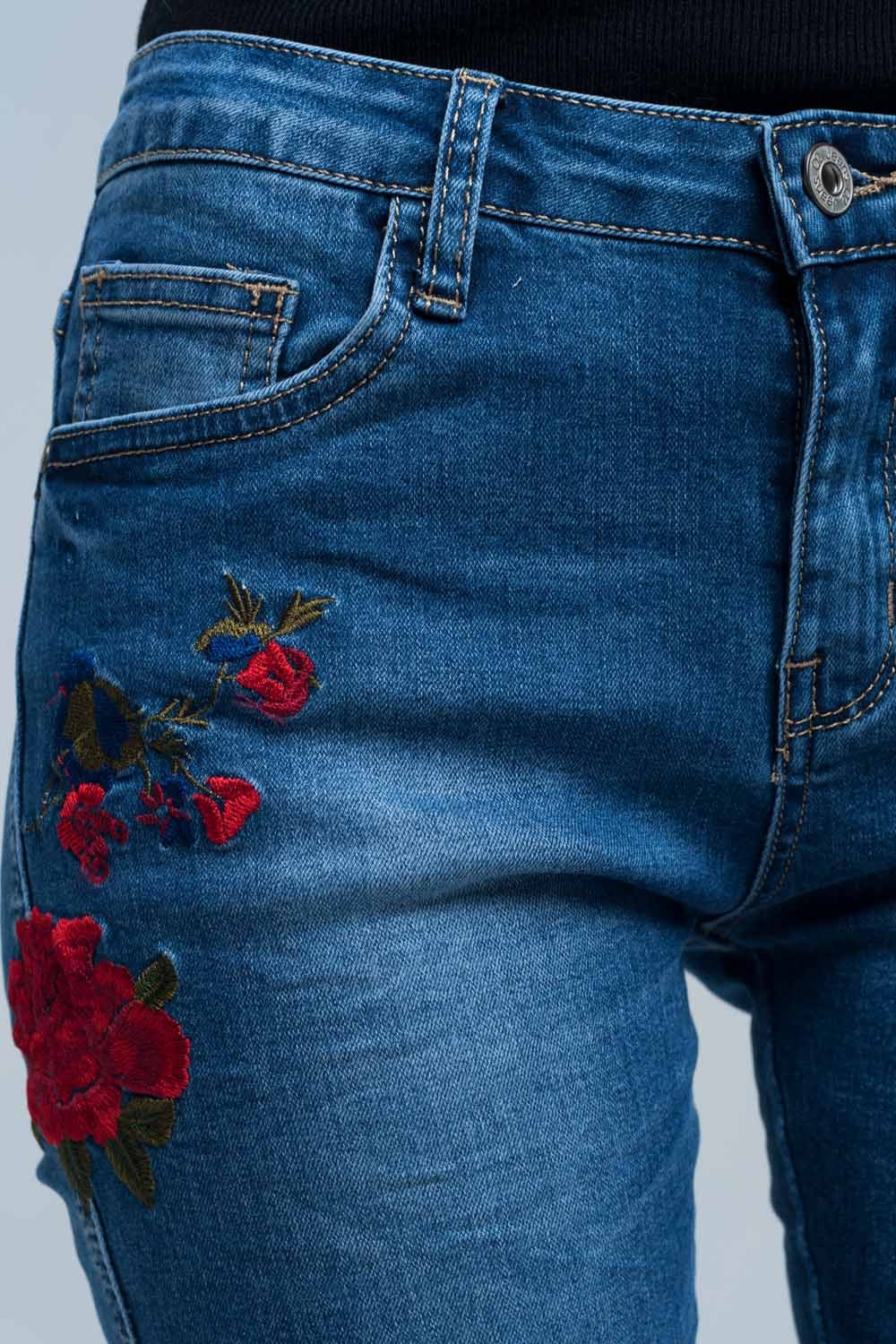 Vaqueiro Skinny bordados florais