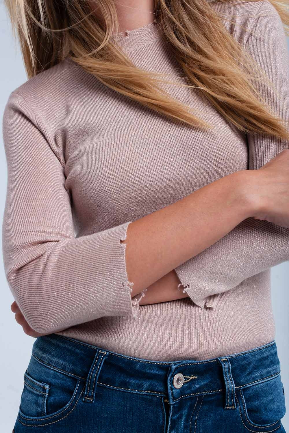 Suéter rosa brilhante
