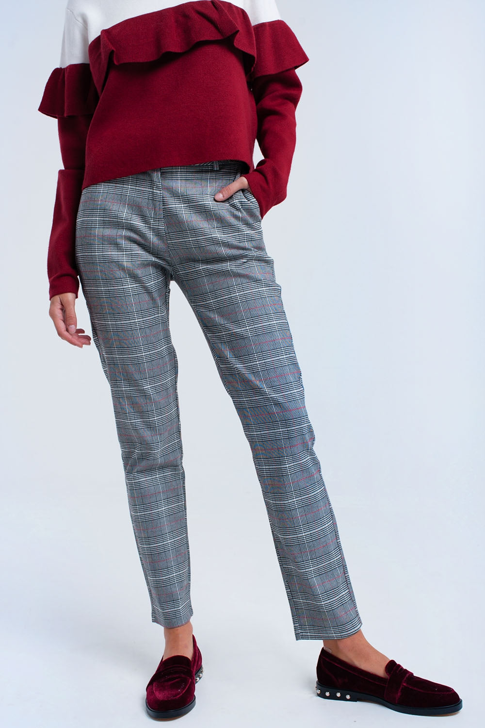 Calças de tartan vermelho