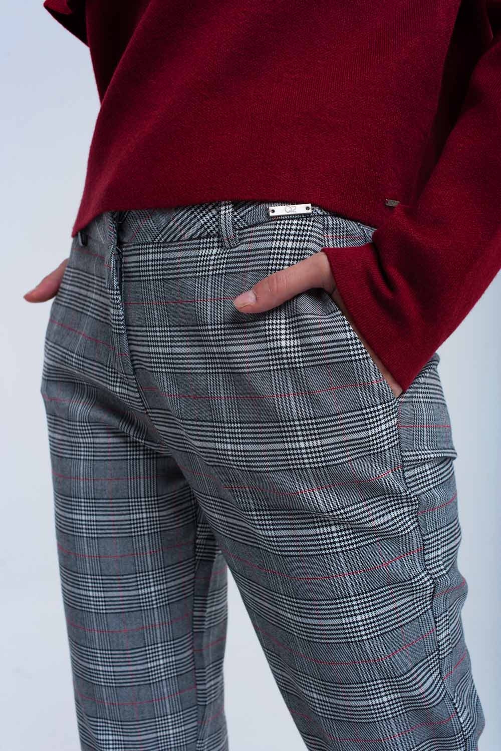 Calças de tartan vermelho