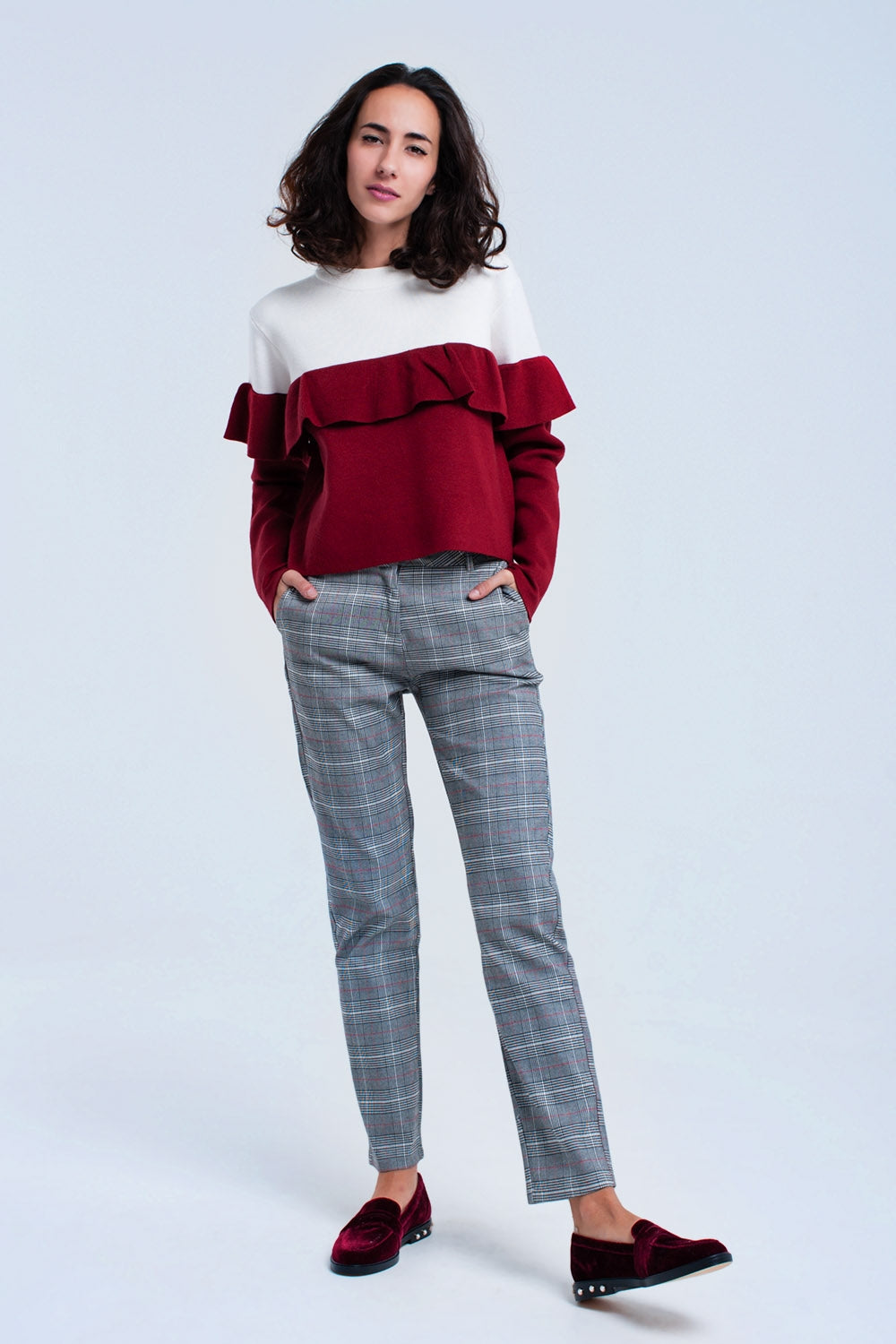 Calças de tartan vermelho