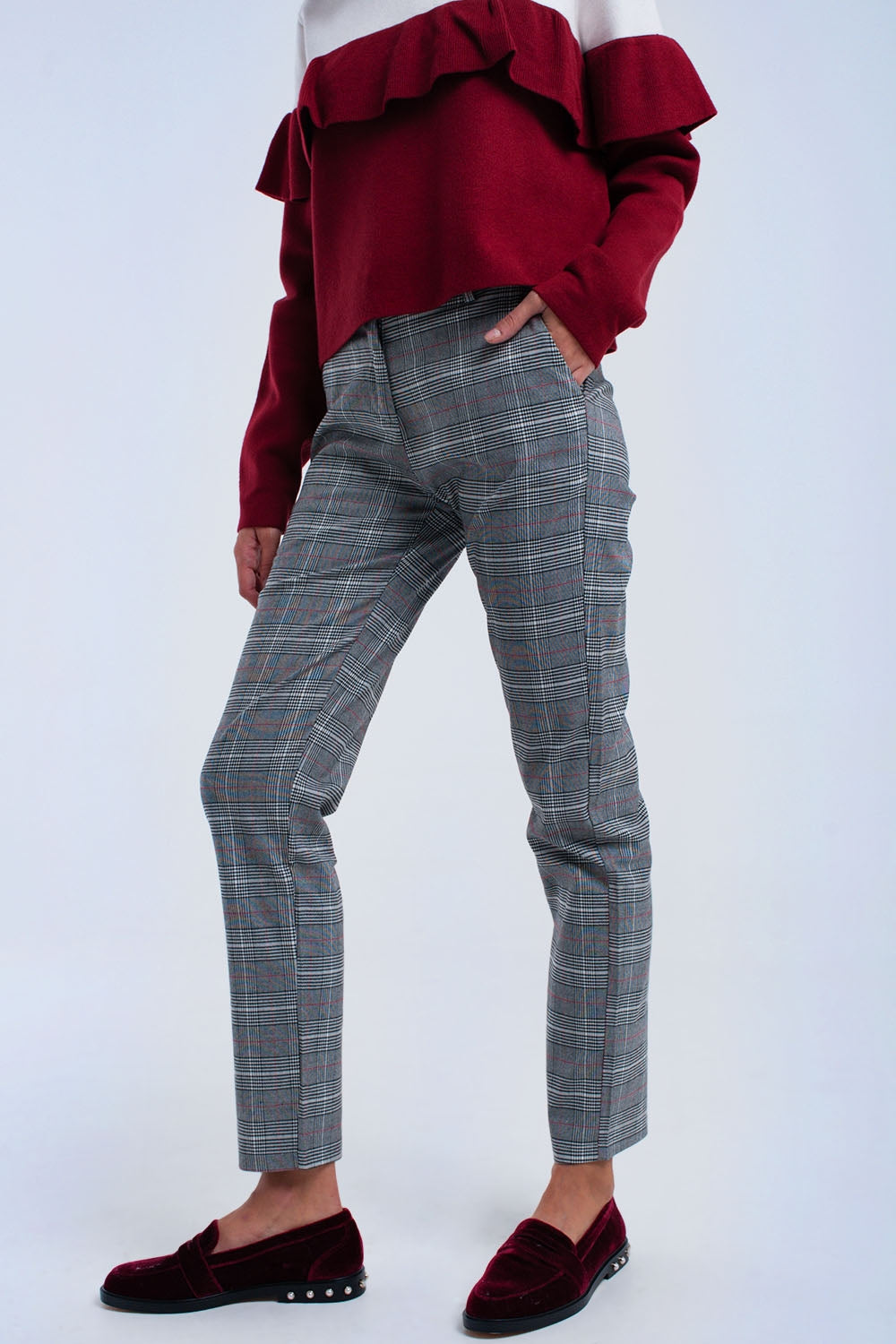 Calças de tartan vermelho