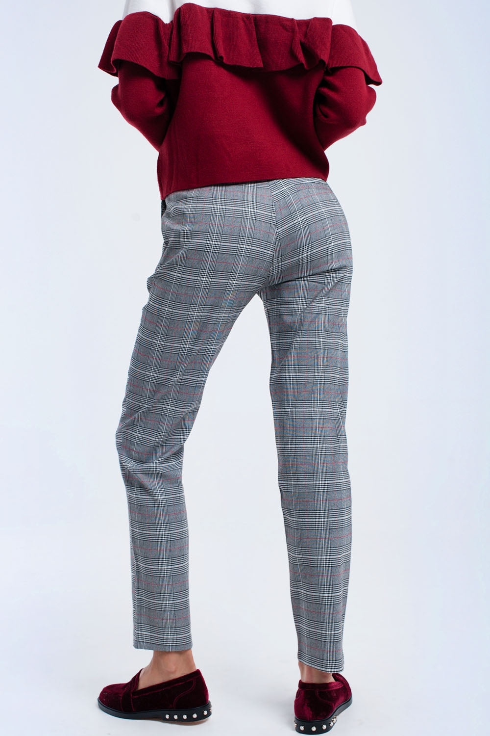 Calças de tartan vermelho