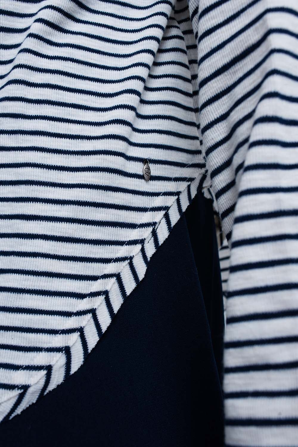 Camisola assimétrica listrada azul