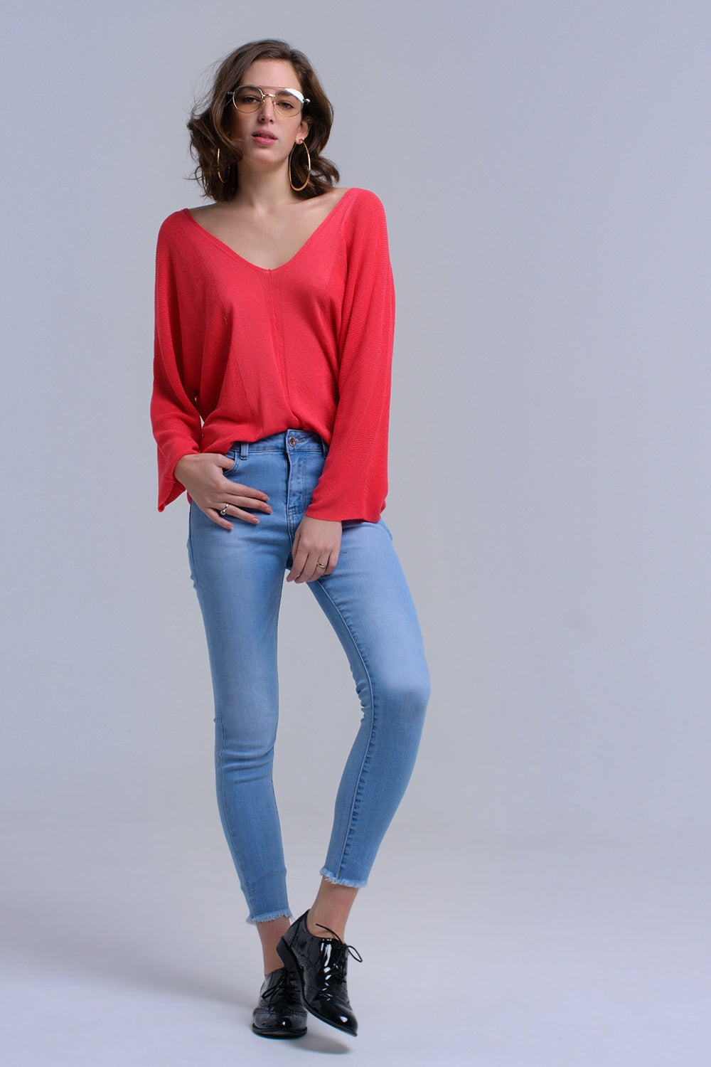 Calça skinny azul claro com franjas
