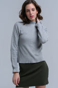 Camisola com babados em cor cinza