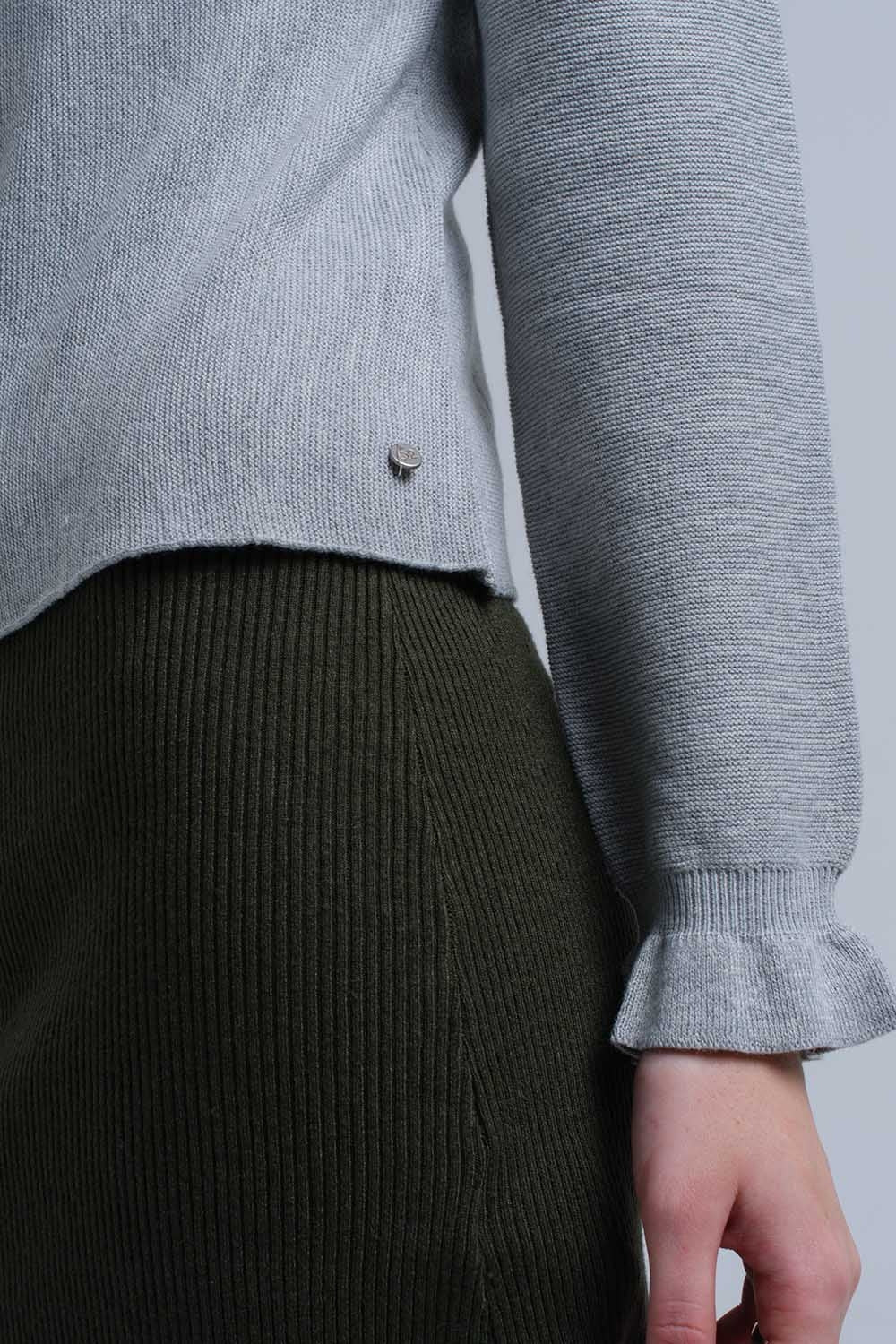 Camisola com babados em cor cinza