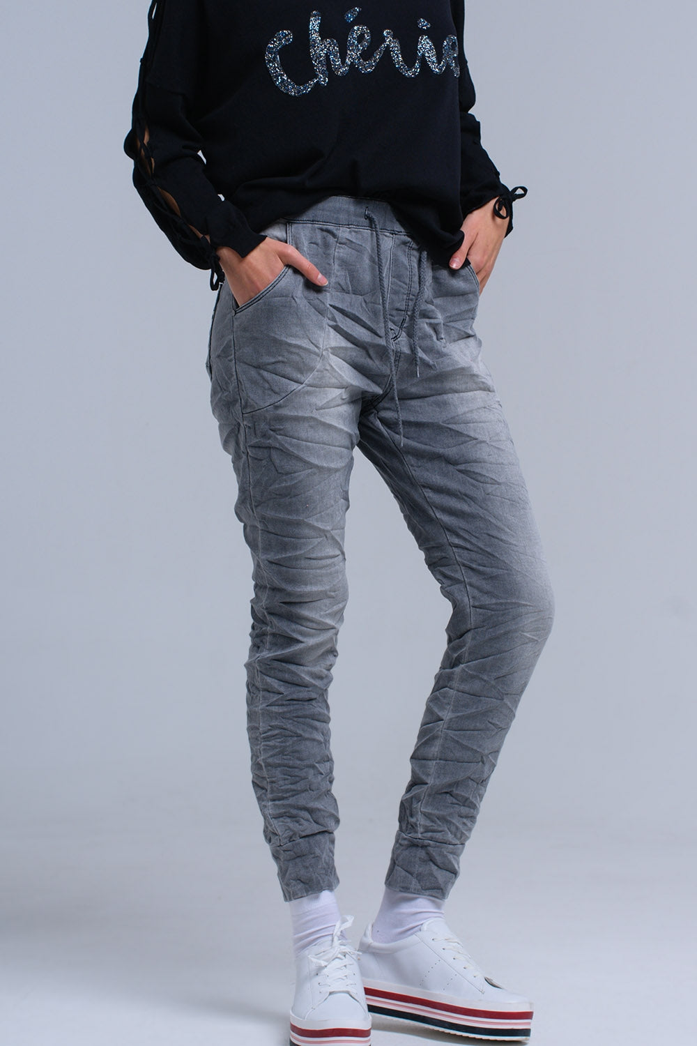 Calça jeans basculante