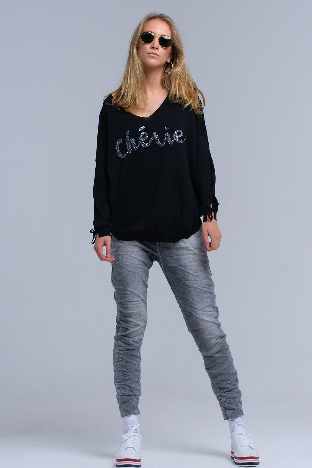 Calça jeans basculante