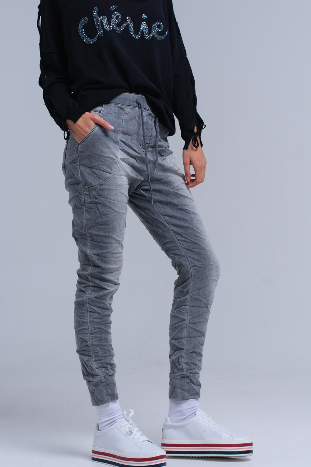 Calça jeans basculante