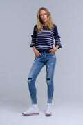 Calças jeans skinny com rips