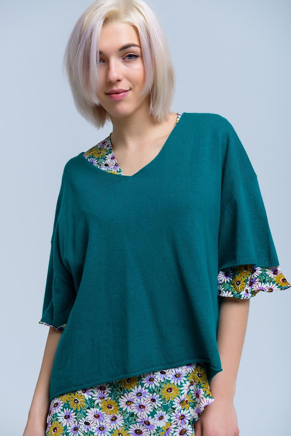 Camisola verde de manga curta