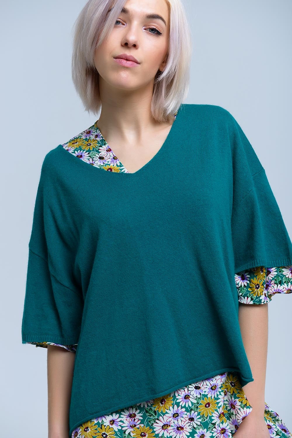 Camisola verde de manga curta