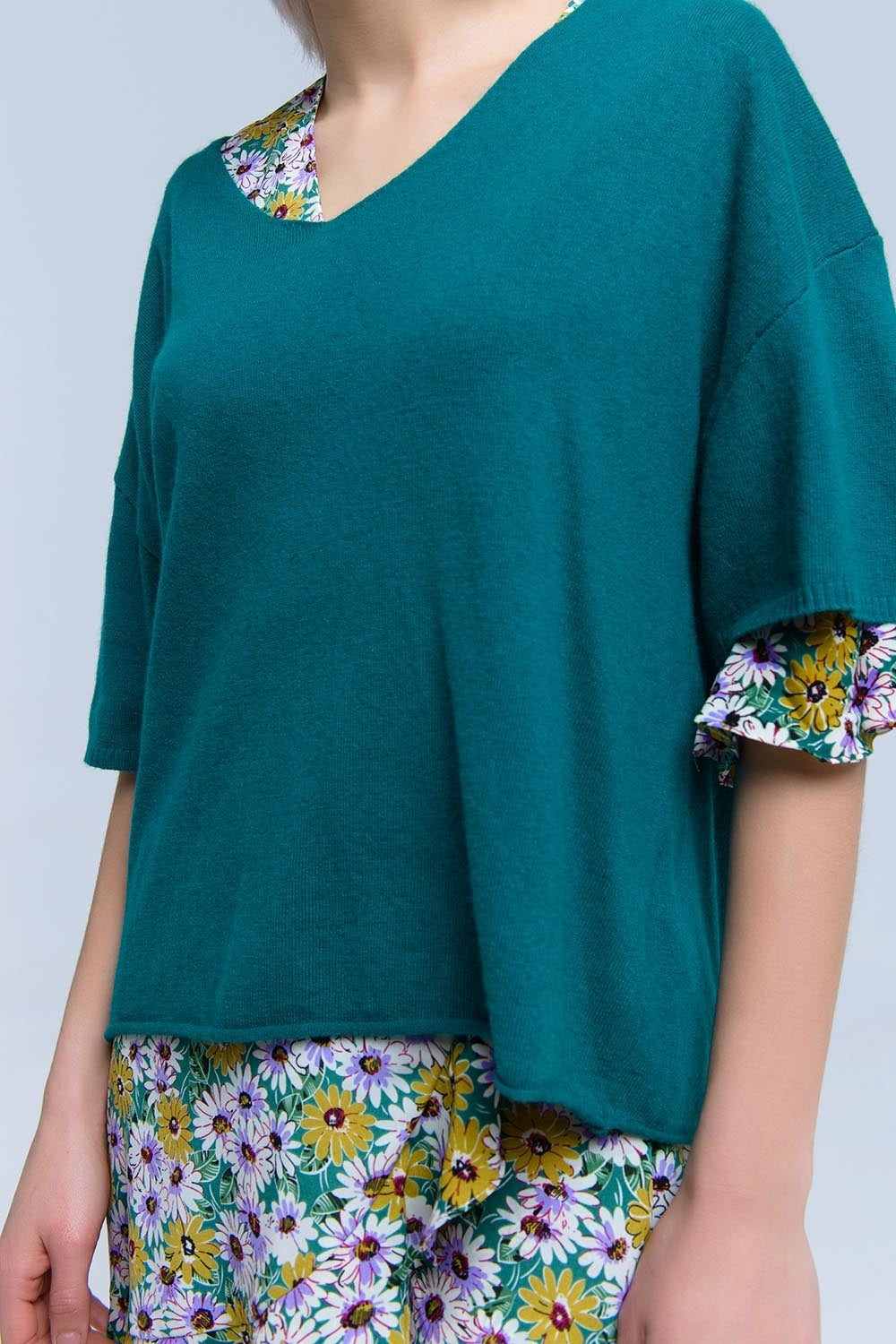 Camisola verde de manga curta