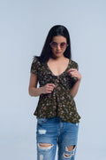 Top verde com estampa floral