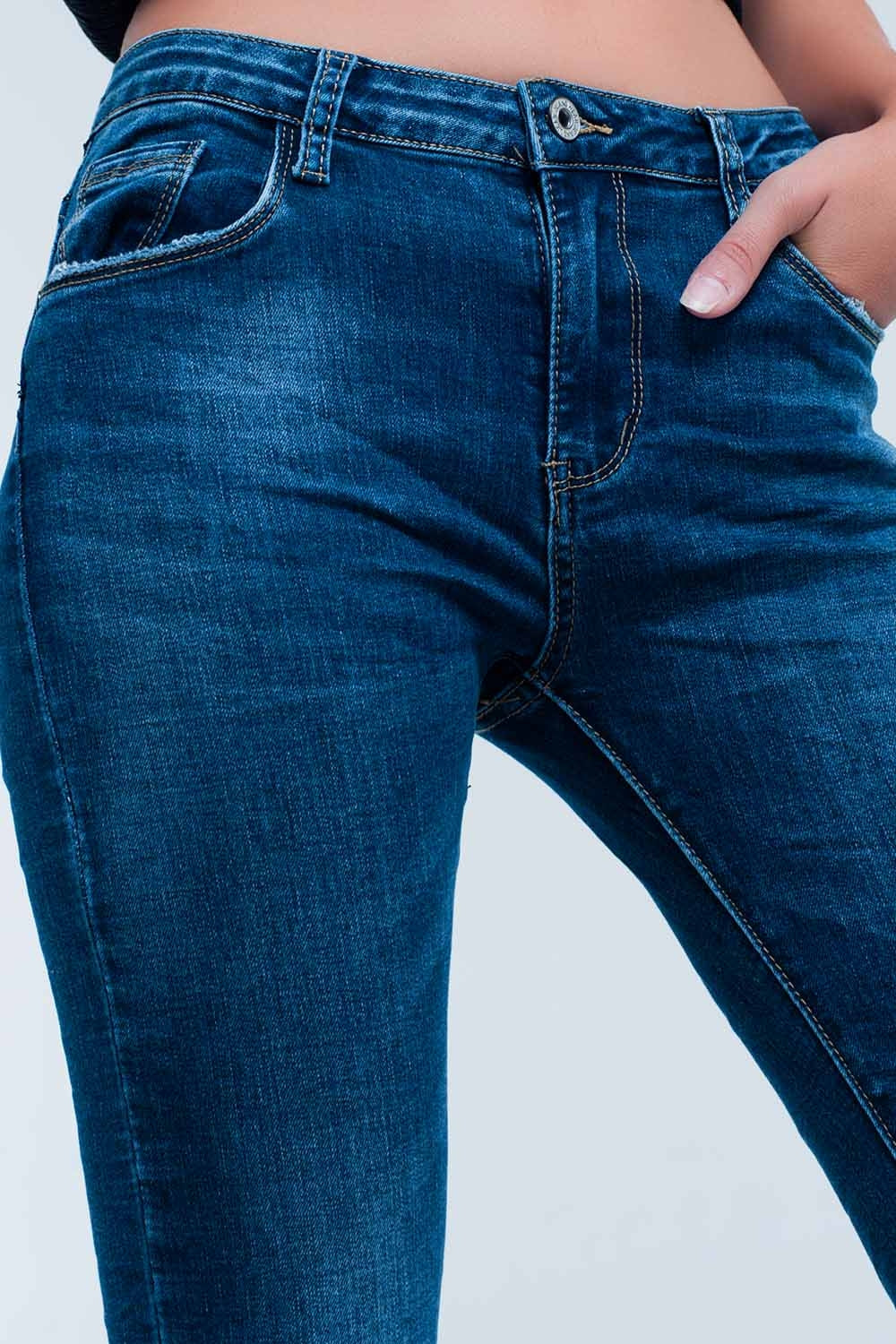 Calças de ganga azul com strass