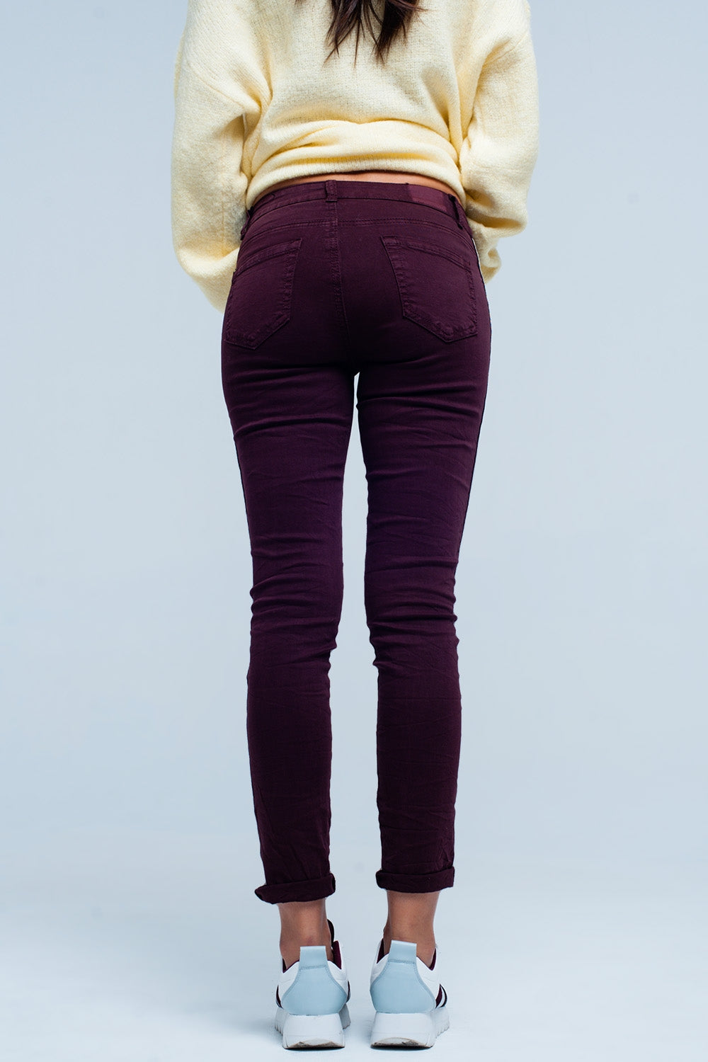 Calças de ganga skinny com listra lateral de metal