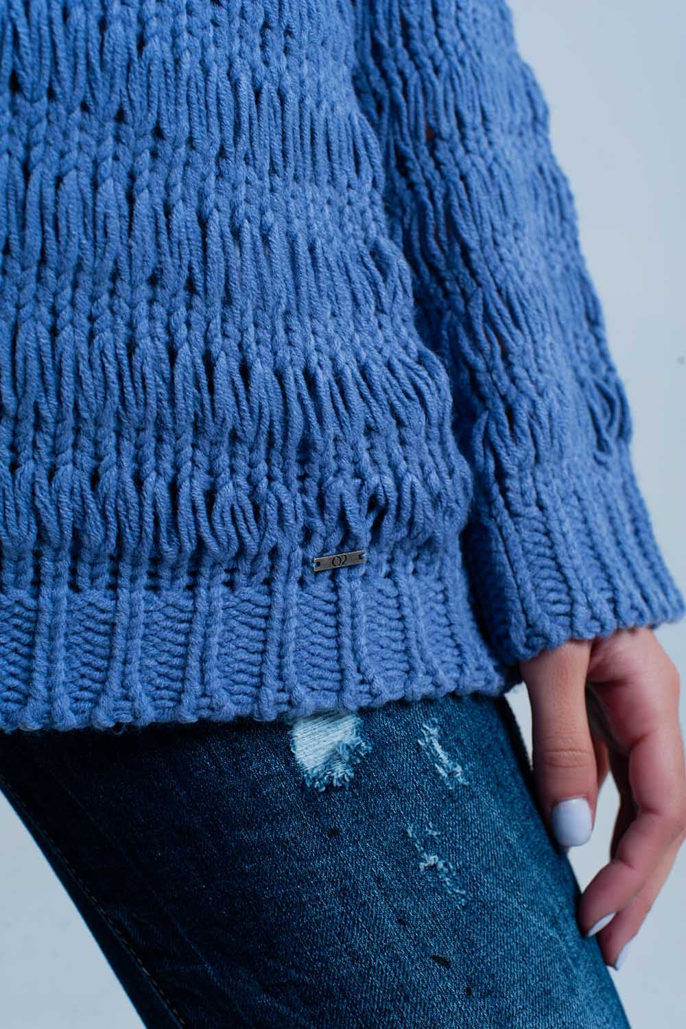 Camisola de malha grossa em azul