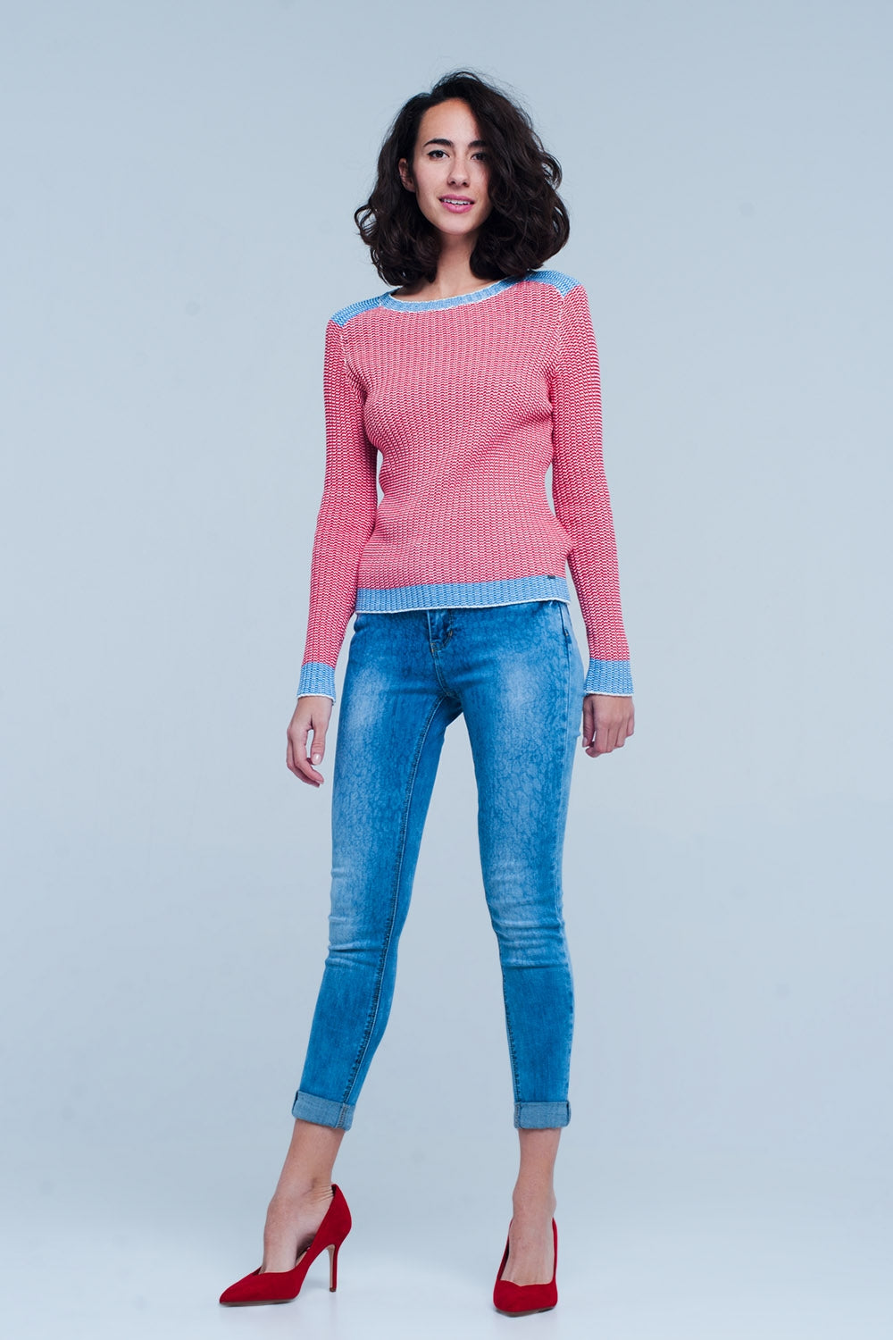 Calça de ganga skinny desgatada com estampa de leopardo
