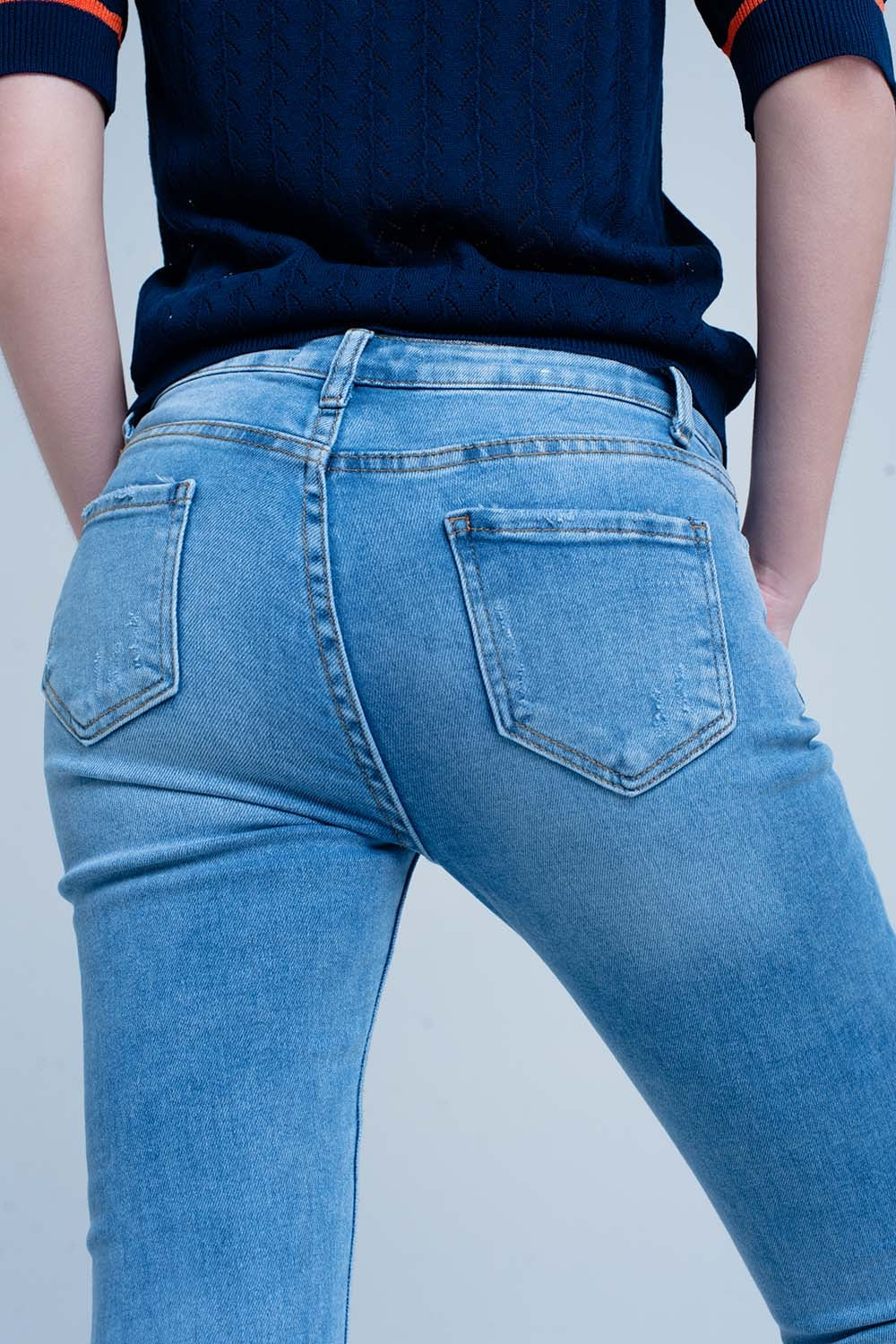 Calças de canga Skinny azul com franjas