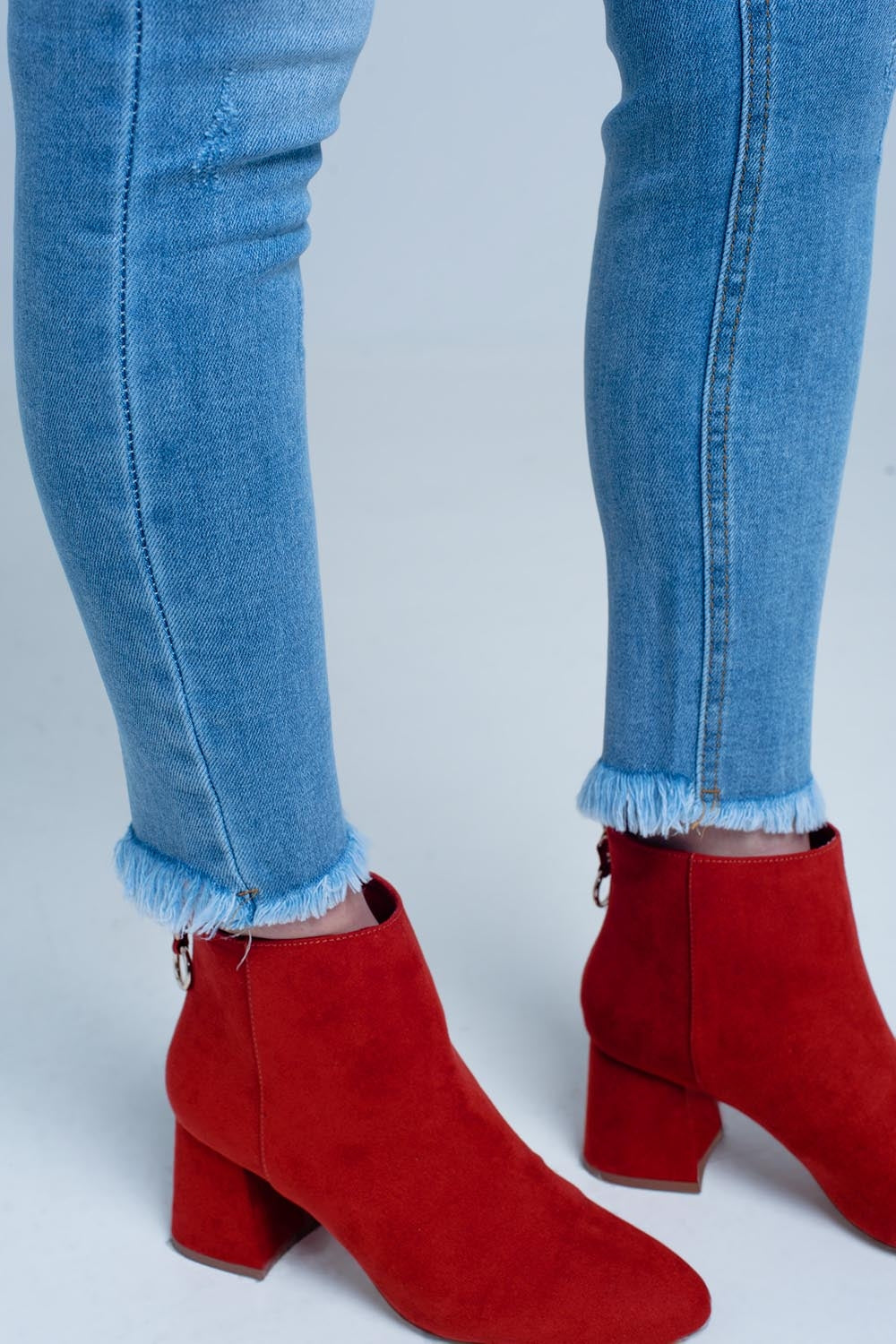 Calças de canga Skinny azul com franjas