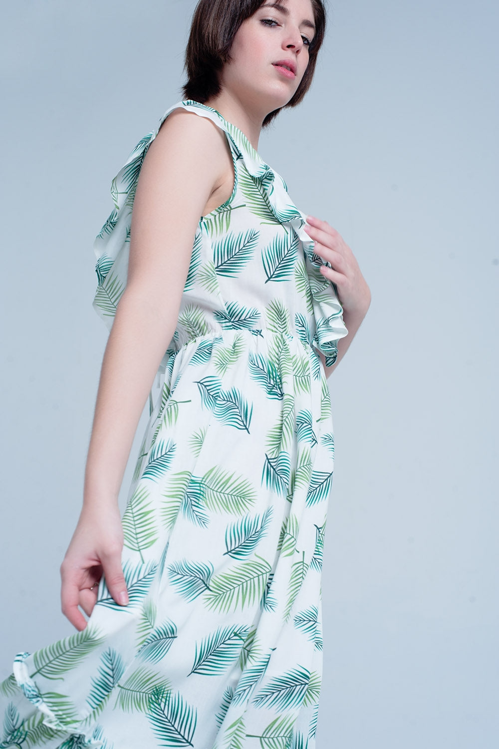 Vestido Midi impresso verde