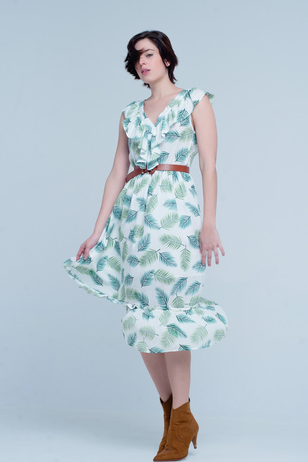 Vestido Midi impresso verde