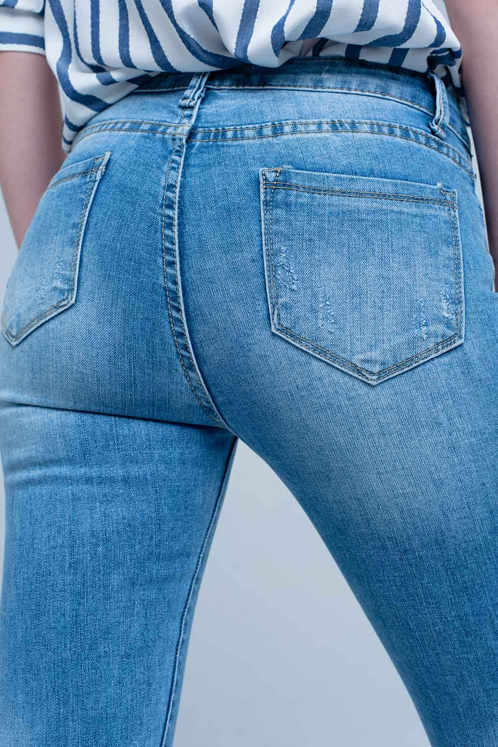 Calças de ganga skinny lavagem de azul claro