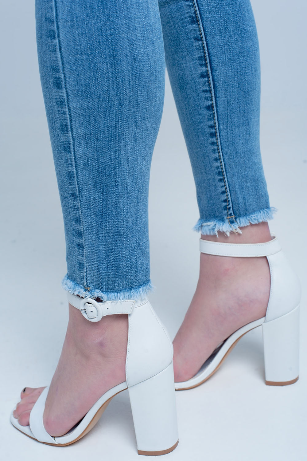 Calças de ganga skinny lavagem de azul claro