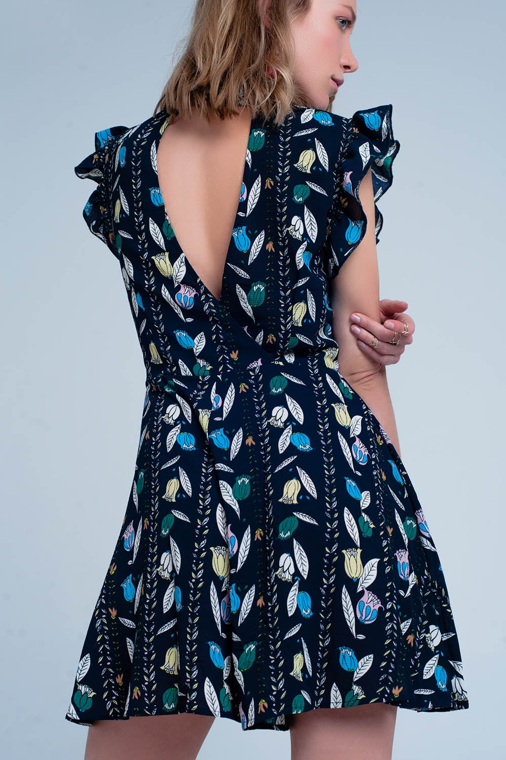 Jumpsuit flor azul marinho