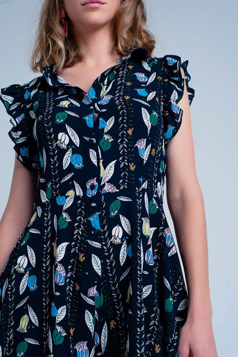 Jumpsuit flor azul marinho