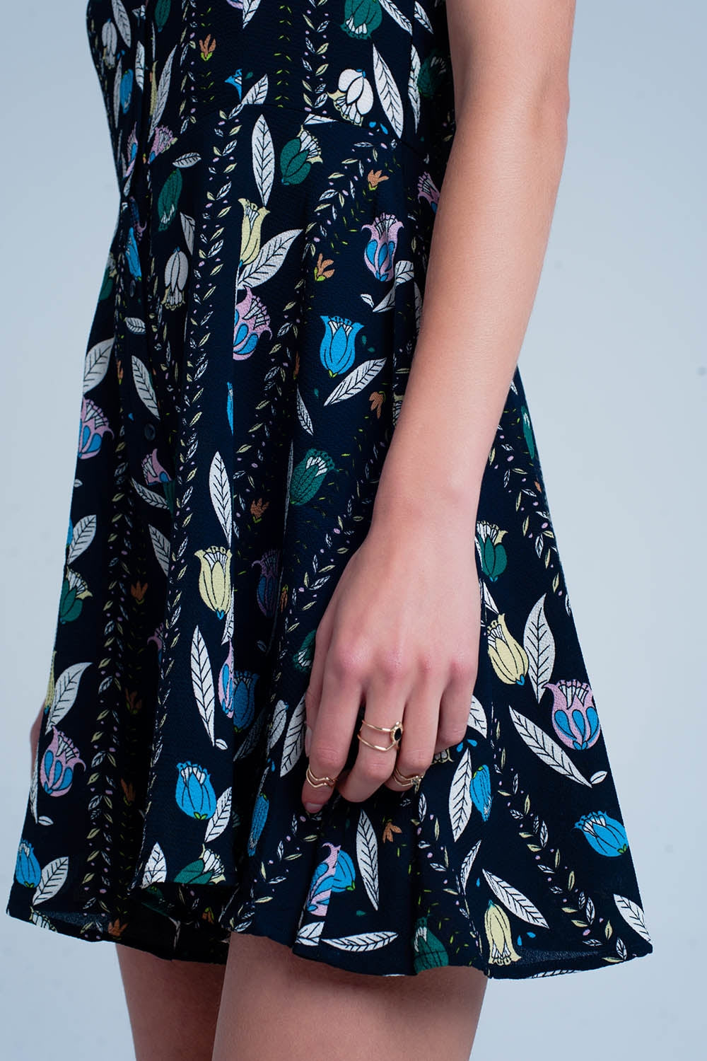Jumpsuit flor azul marinho