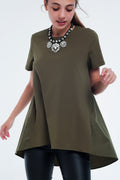 Vestido t-shirt em cáqui
